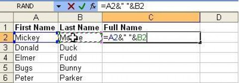 Uneste valorile a doua sau mai multe celule in Excel