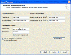 Configureaza Outlook pentru Gmail prin IMAP